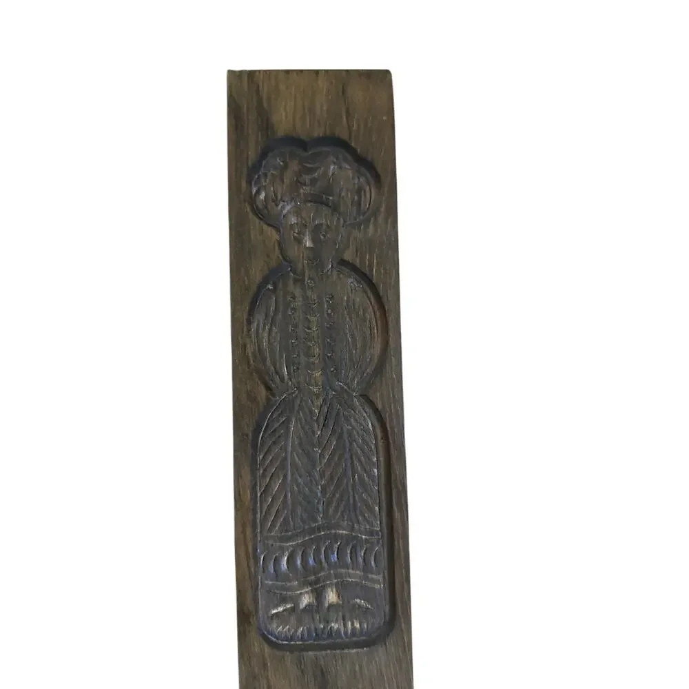 Vintage Speculaas Springerle Dutch Folk Wooden Cookie Mold Plank Baking Decor